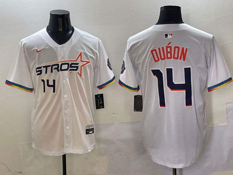 Men Houston Astros #14 Dubon White Fourth generation Joint Name Nike 2025 MLB Jersey style 4
